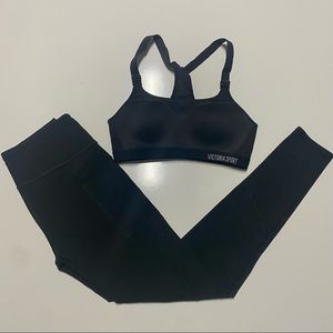 VS 2pc set black scalloped total knockout tight size S/ sports bra size 34C
